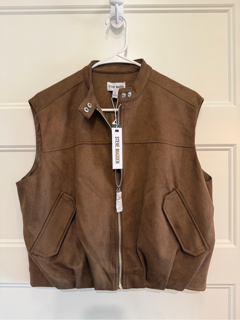 Steve Madden NWT Mocha Faux Suede Balloon Vest Size S